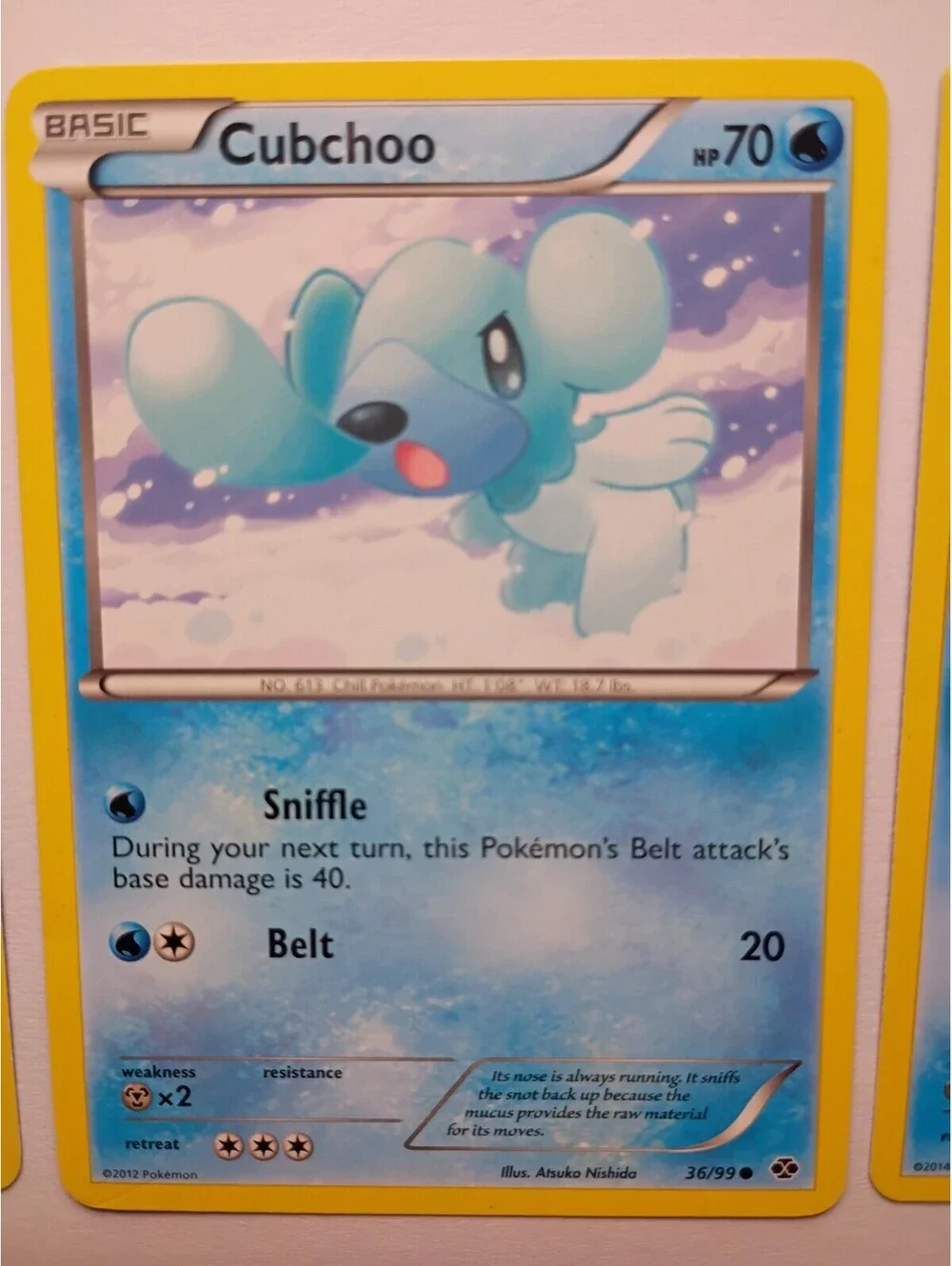 Pokemon TCG Cubchoo non Holo 28/98 2011, Cubchoo 36/99 & Cubchoo 21/111 2014 (3)